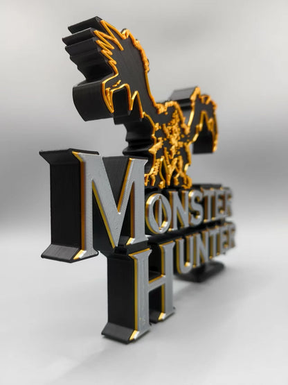 Monster Hunter Logo 3D Font, Standee, Nameplate, Logo, Ornament