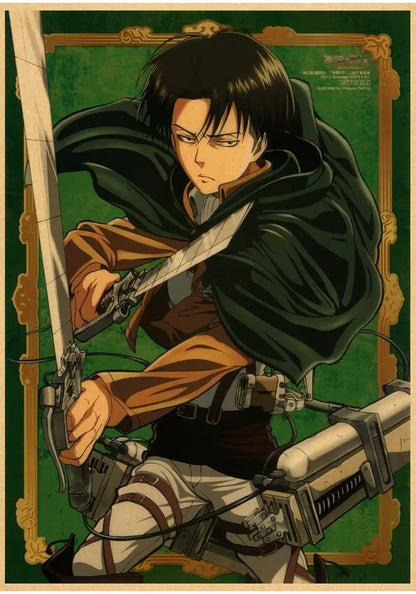 High Quality Vintage Japanese Anime Attack on Titan Retro Poster  Shingeki No Kyojin Kraft Paper Art Print Wall Sticker for Home