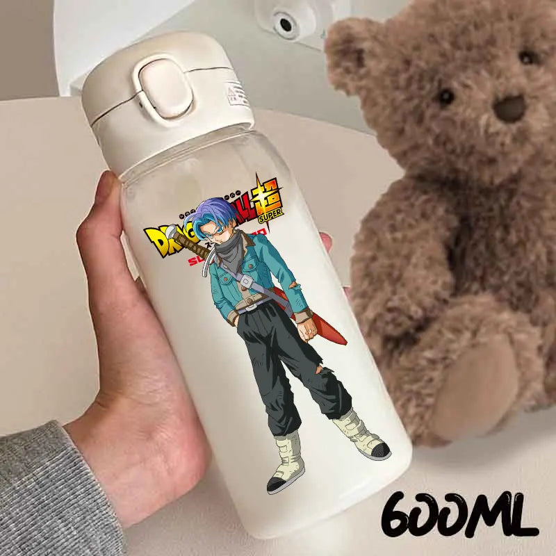 For Dragon Ball Straw Bottles 600ml Vegeta Goku Transparent Plastic Anti Drop Water Bottle Students Outdoor Capacity