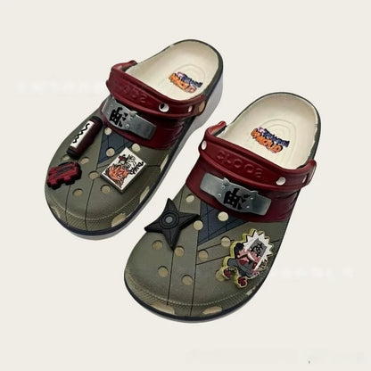 Anime Naruto Akatsuki Cartoon New Uchiha Itachi EVA Waterproof Slippers Beach Shoes Sandals Casual Breathable Ankle-Wrap Shoes
