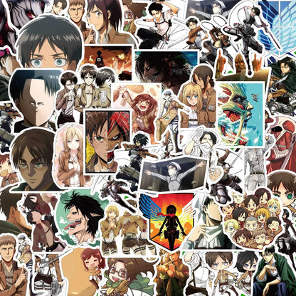 50 pcs Attack on Titan graffiti waterproof stickers for decorating skateboards, computers, luggage, and phone cases,gift,present