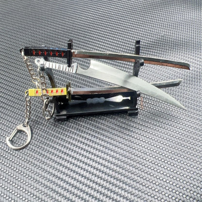 26cm Bleach Mini Tensa Zangetsu Sword Keychain for Fans Anime Peripherals Kurosaki Ichigo Metal Mask Pendant Keychain Gifts