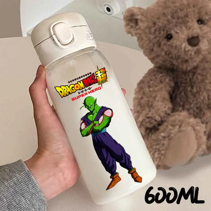 For Dragon Ball Straw Bottles 600ml Vegeta Goku Transparent Plastic Anti Drop Water Bottle Students Outdoor Capacity