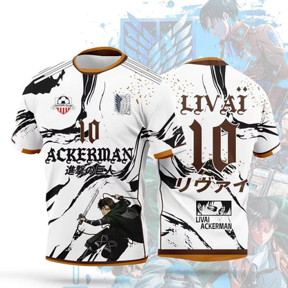 2026 New Summer Japan Anime Attack on Titan Jersey Rin Itoshi Summer Outdoor Men's Women's Soccer Shirt Casual Sports T-Shirt