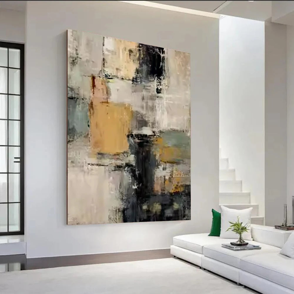 Large Picture Abstract Oil Painting on Canvas - Handmade Art Knife Drawing Wall Images for Home Living Room Decor Mural Artwork