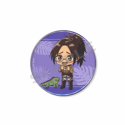 Attack on Titan Lapel Pins Creative Round Brooch Eren Yeager Levi Mikasa Cartoon Badge Pin Hat Clothes Accessories Jewelry Gift