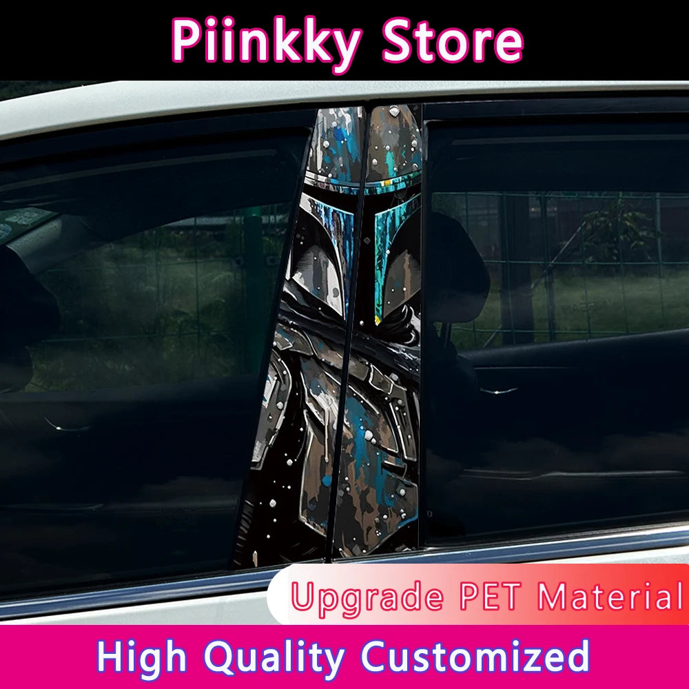 Graffiti Anime Mandalorian Yoda Car B Pillar Sticker