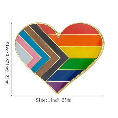 Progress Pride Heart Shaped Lapel Pin Flag badge Brooch Pins Badges