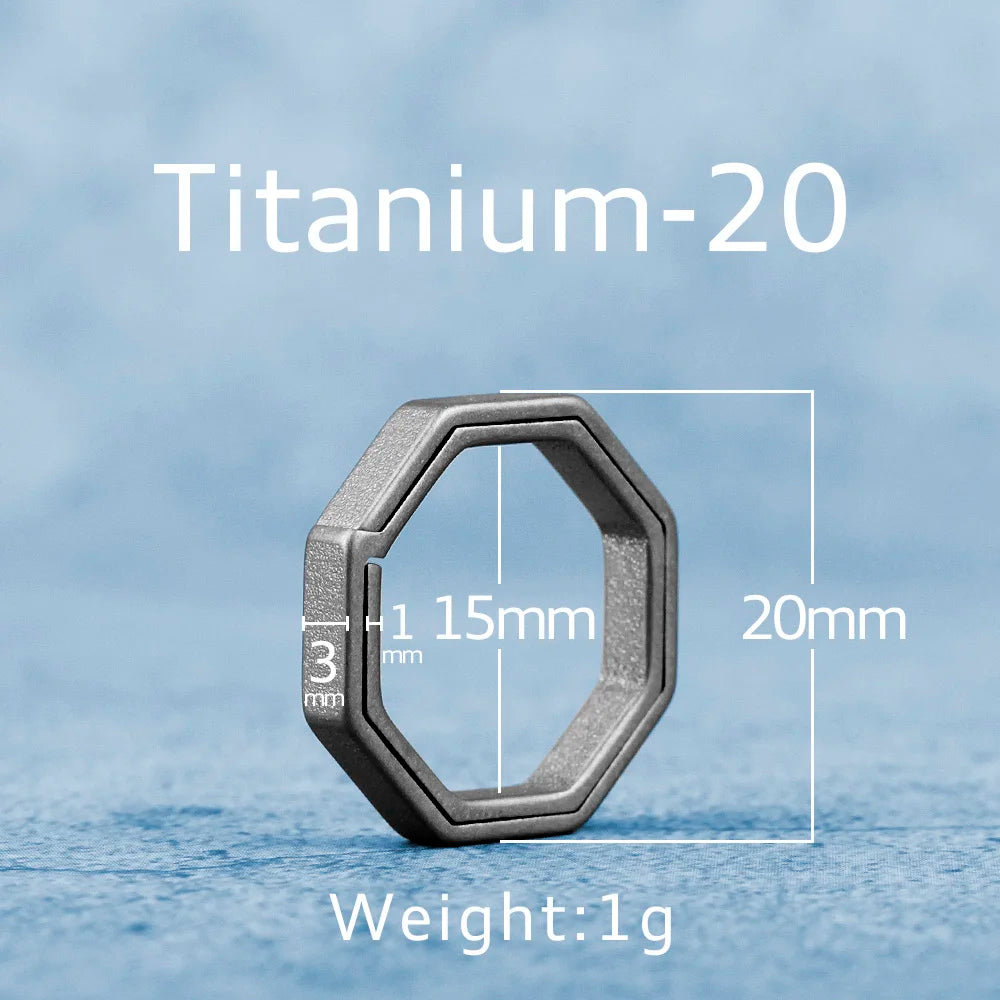 Real Titanium Alloy Key Rings Keychains Square Octagon Pendant  Buckle  Man Car Keychain for Male Creativity Gift Wholesale