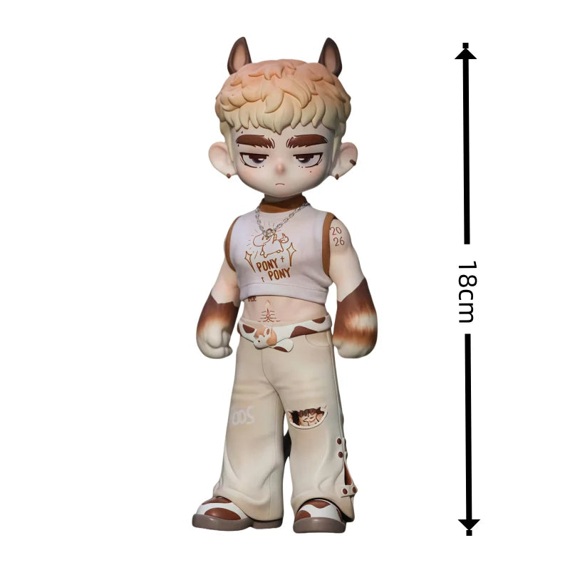 Toos Deer Head Boy Figure Muscle Guy Handsome Boy with Tattoo Warrior Doll Running Park Collection Ornament Accompany Gift