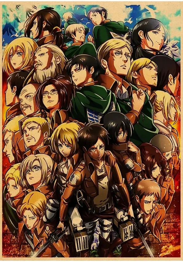 Attack on Titan Season  Eren Poster  Japanese Anime Classic Kraft Paper Wall Art Decor for Home  Room  Unique Prints  Stickers f