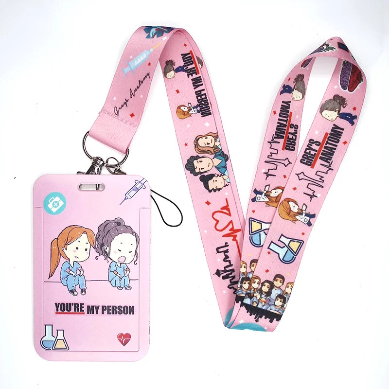 100 Styles Anatomy Credential Holder Keychains Neck Lanyard Pass Card Anime Credit Card Holder Keychain Straps Wholesale