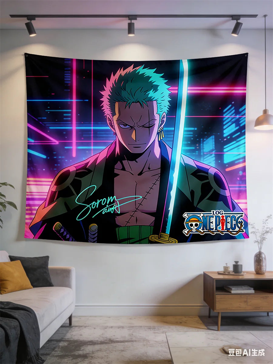 One Piece Luffy 3D Effect Wall Tapestry - Anime Pirate Flag Themed Hanging Cloth for Bedroom, Living Room & Dorm Decor
