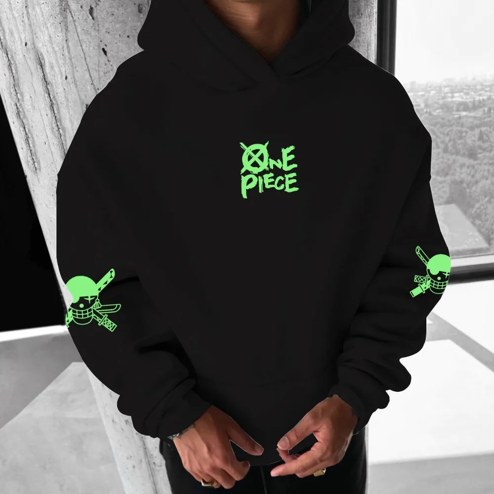 ONE PIECE Men's Hoodie Sweater Roronoa Zoro Japanese Anime Spring and Autumn Punk Boy Children's Long Sleeve Parent-Child Wear