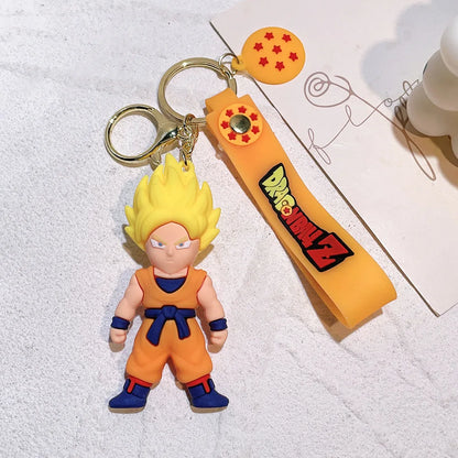 Anime Dragon Ball Keychain Fashion Jewelry Son Goku Vegeta Piccolo Action Figures 8CM PVC Key Ring for Men Women Bag Pendant