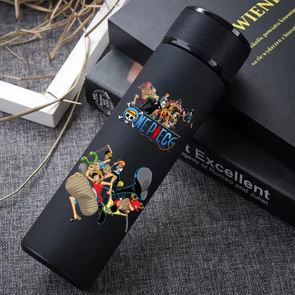 One Piece 304 Stainless Steel Thermos Cup Pattern Luffy Roronoa Zoro Action Figure High Capacity 500ML Drinking Water Bottle