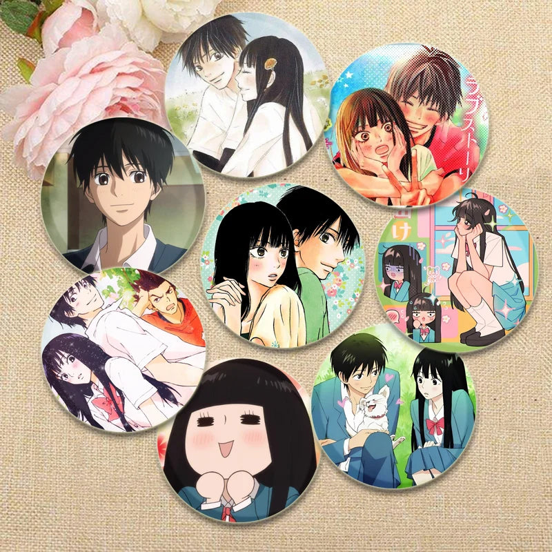 Kimi Ni Todoke Tinplate Pin Round Cartoon Snap-in Brooches