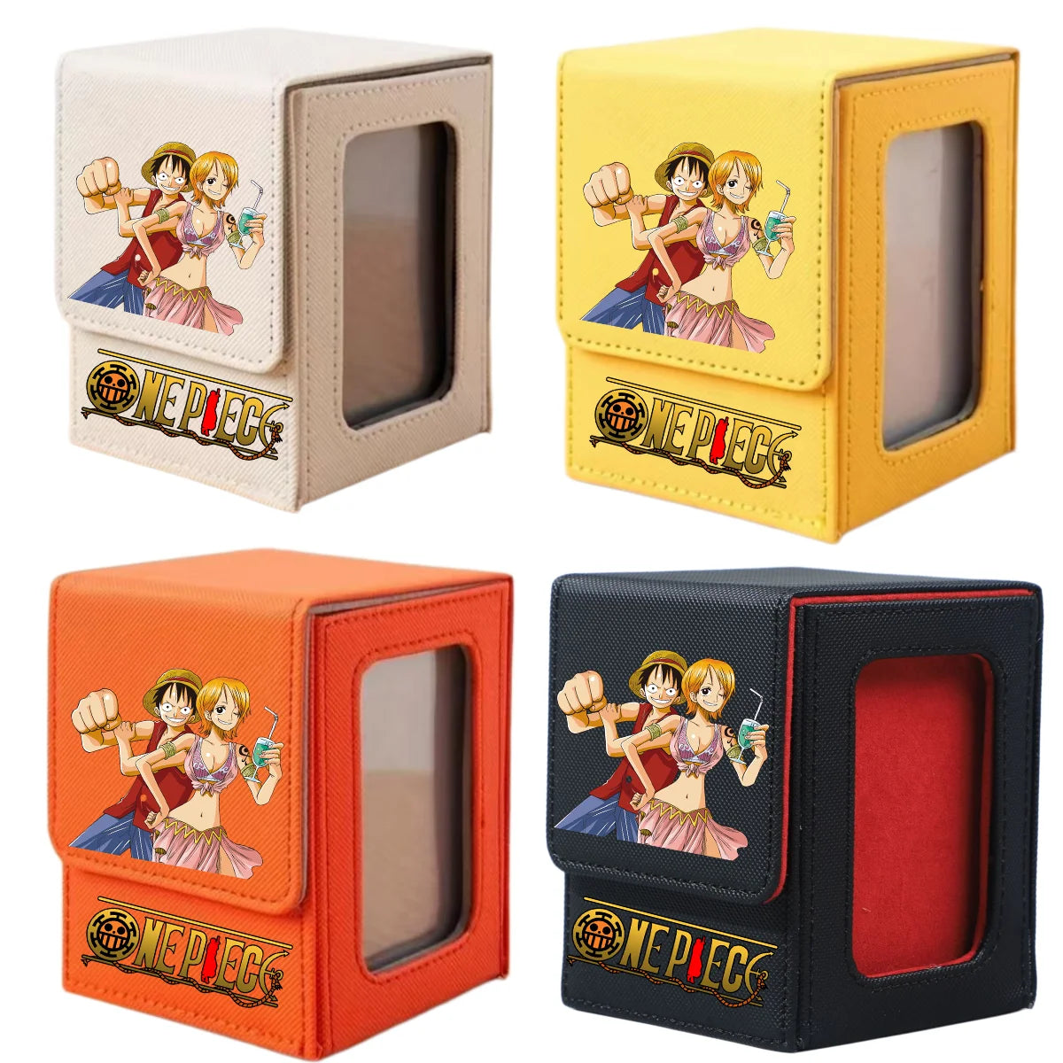 ONE PIECE Luffy Zoro Trading Card Deck Box with Window Cartoon Magnetic Closure Game Card Deck Holder Jewelry Organiser Case
