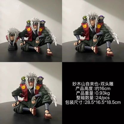 13.5cm Anime Jiraiya Double Headed Statue Action Figure Periphery Model Toy Ornament Desktop Collection Decoration Birthday Gift