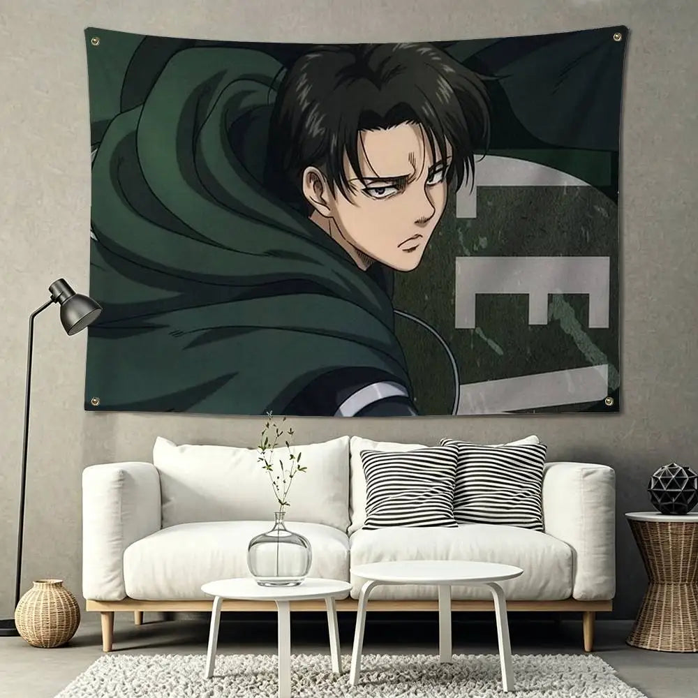 Attack on Titan Levi Ackerman Flags for Bedrooms Home Decor Items Outdoor Decors Garage Decoration Flaga