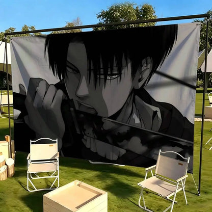 Attack on Titan Levi Ackerman Flags for Bedrooms Home Decor Items Outdoor Decors Garage Decoration Flaga