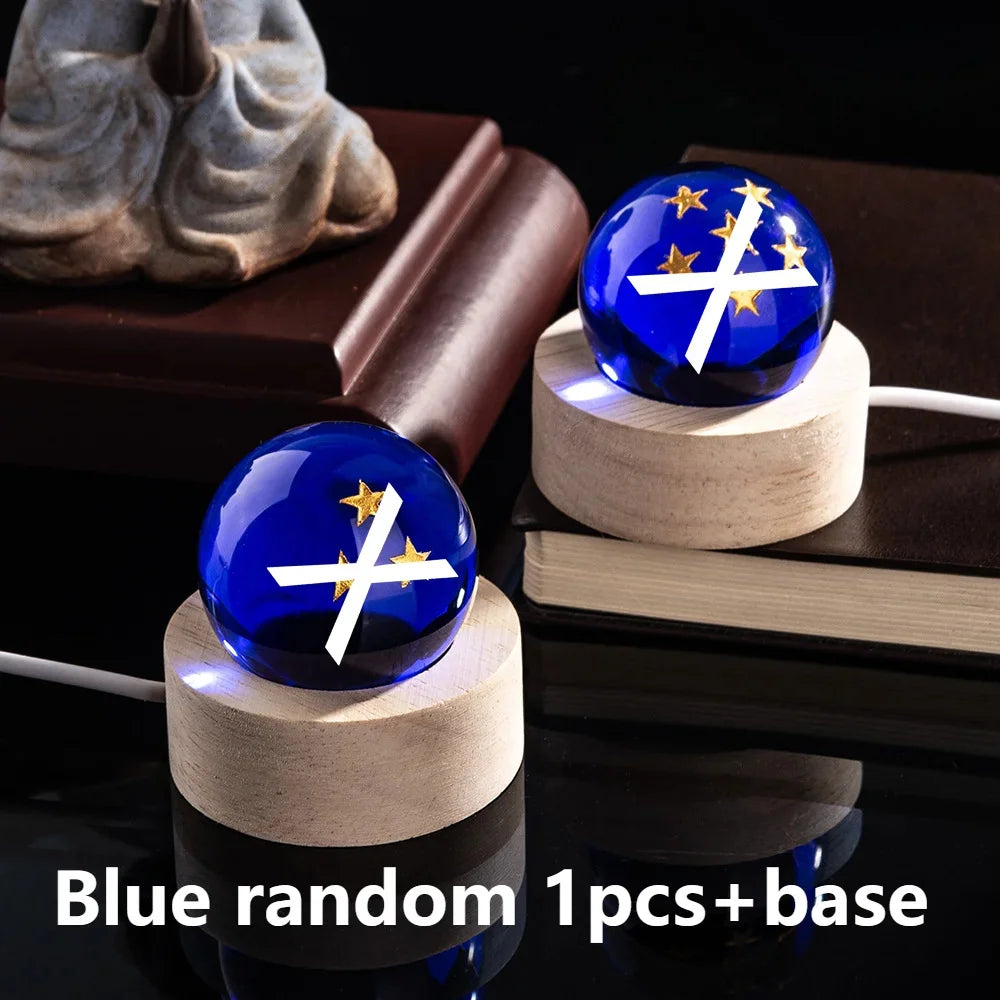 Dragoned Anime Seven Stars Crystal Ball Set LED Illuminated Wooden Base Night Lights Cartoon Balls Birthday Christmas Gift