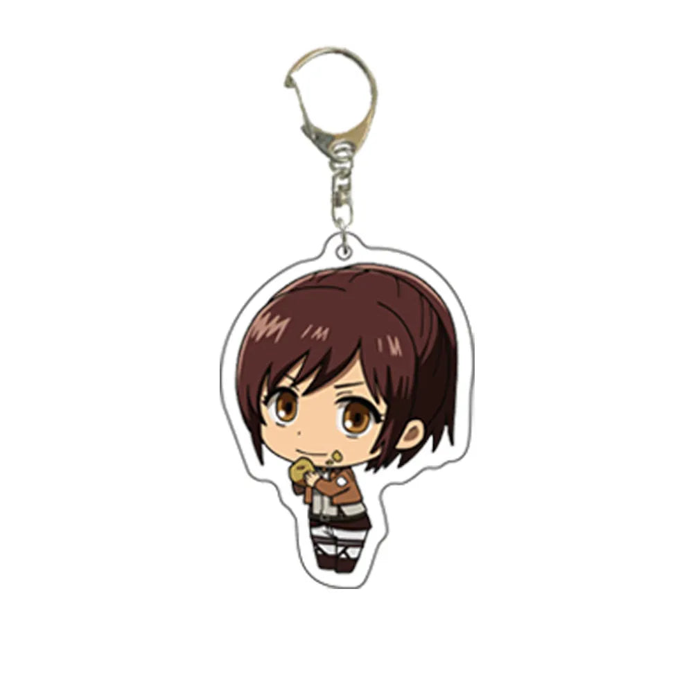 55MM Anime Attack on Titan Figure Eren Jaeger Mikasa Ackerman Armin Arlert Erwin Smith Levi Ackerman Acrylic Keychain Cute Gifts