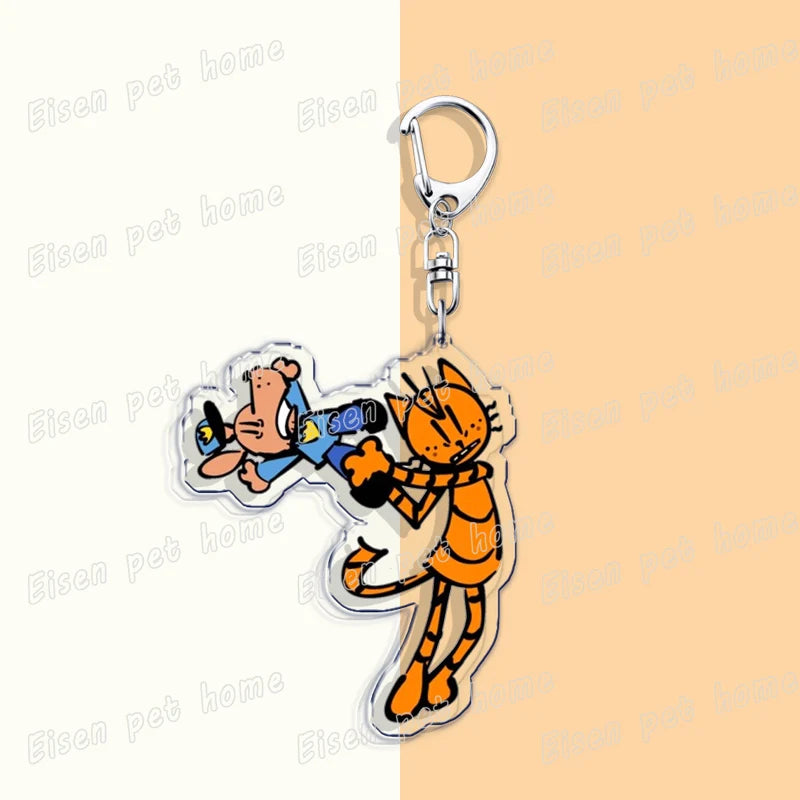 Dog Man Cat Keychain