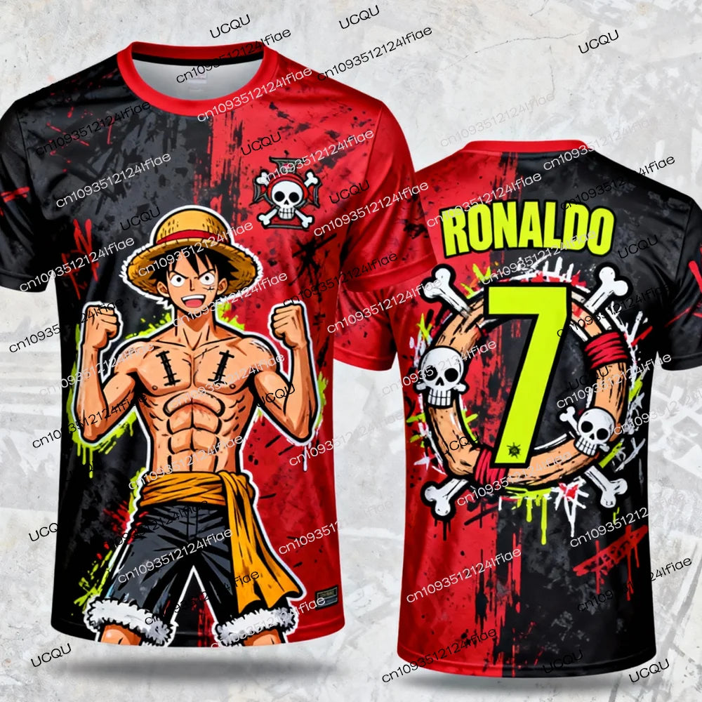 2026 New Arrival One Piece Special Edition Men's Soccer T-shirt Ronaldo # 7 Soccer Shirt T-shirt Kids Luffy 3D Printed T-shirt