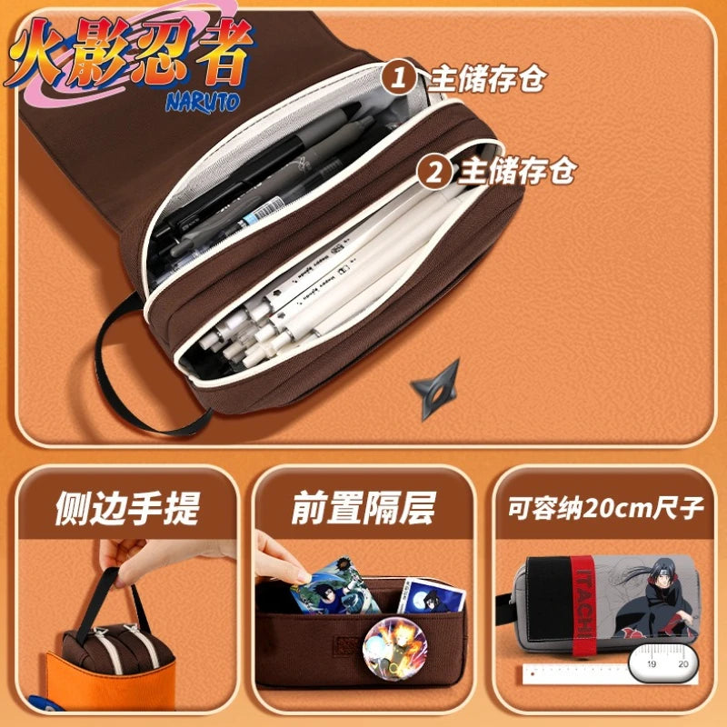 NARUTO Uzumaki Naruto Uchiha Sasuke Uchiha Itachi Anime Merchandise Pencil Case Cartoon Creative Large-Capacity Stationery Bag