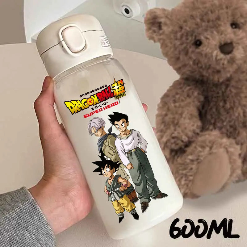 For Dragon Ball Straw Bottles 600ml Vegeta Goku Transparent Plastic Anti Drop Water Bottle Students Outdoor Capacity