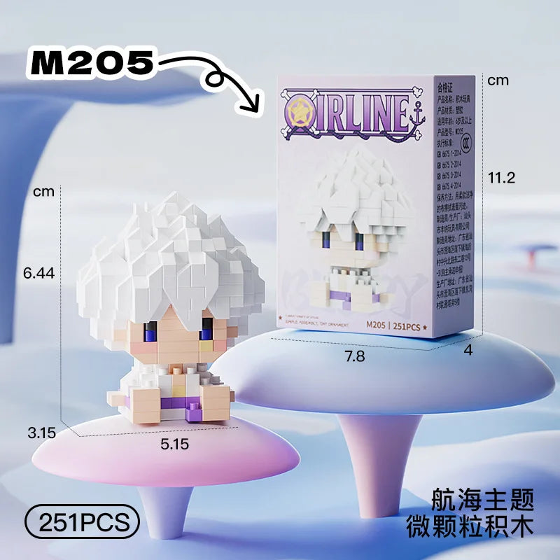New ONE PIECE Sun God Nika Luffy Micro Action Block Chopper Ace Buggy 3D Anime Model Assembly Mini Bricks Figure Toys For Gift