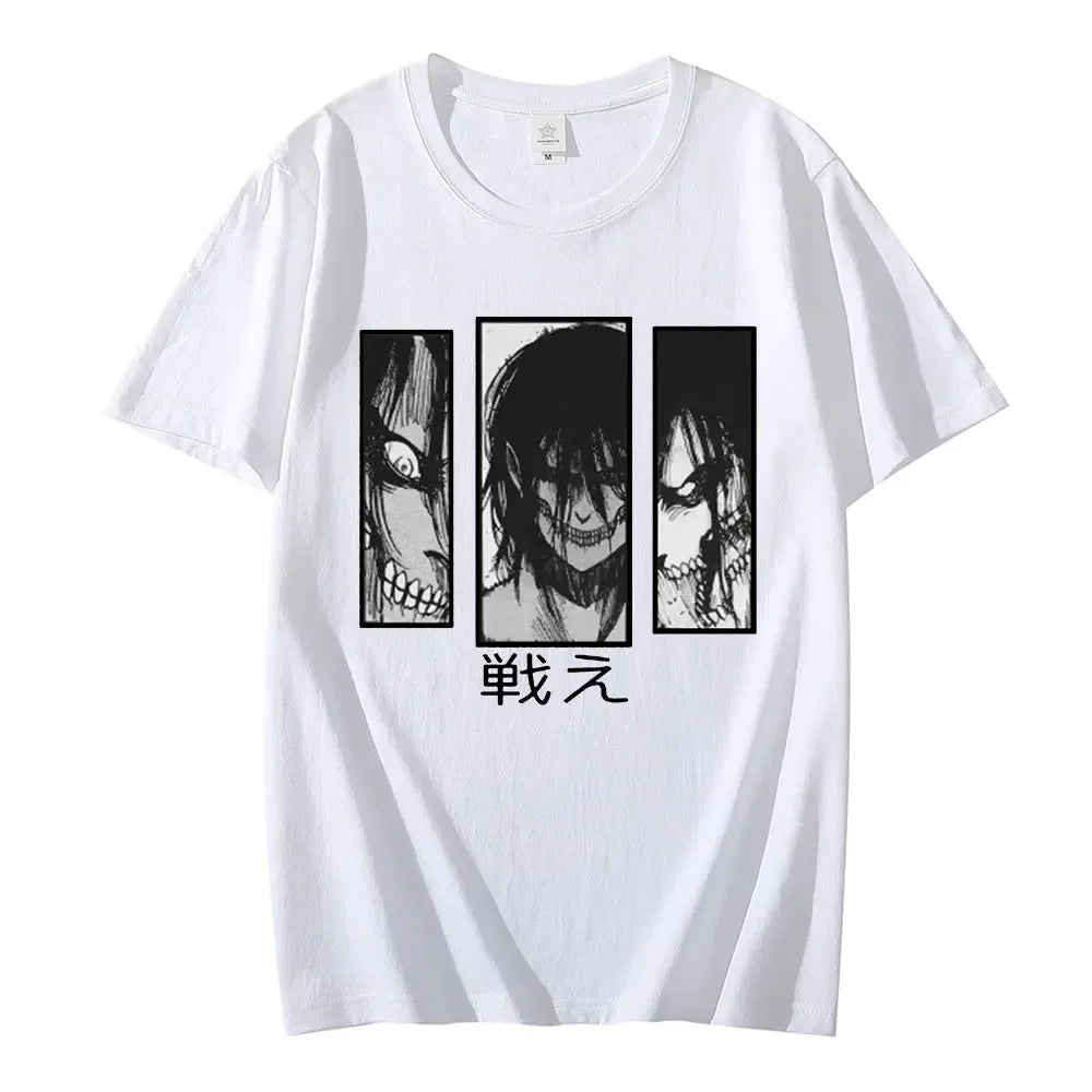 Japanese Anime Attack on Titan Graphic Printed T-shirt Summer unisex Loose and Breathable cotton T-shirt Top