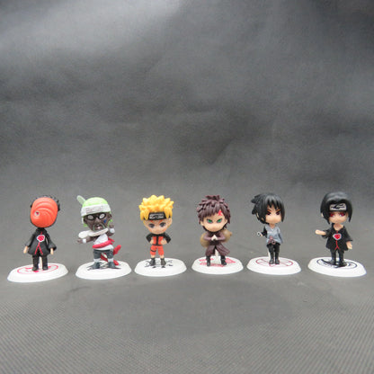 6 Pcs/Lot NARUTO Sasuke Gaara Uchiha Madara Figure 7-8cm 2 Style Personality Base Mini Figurines