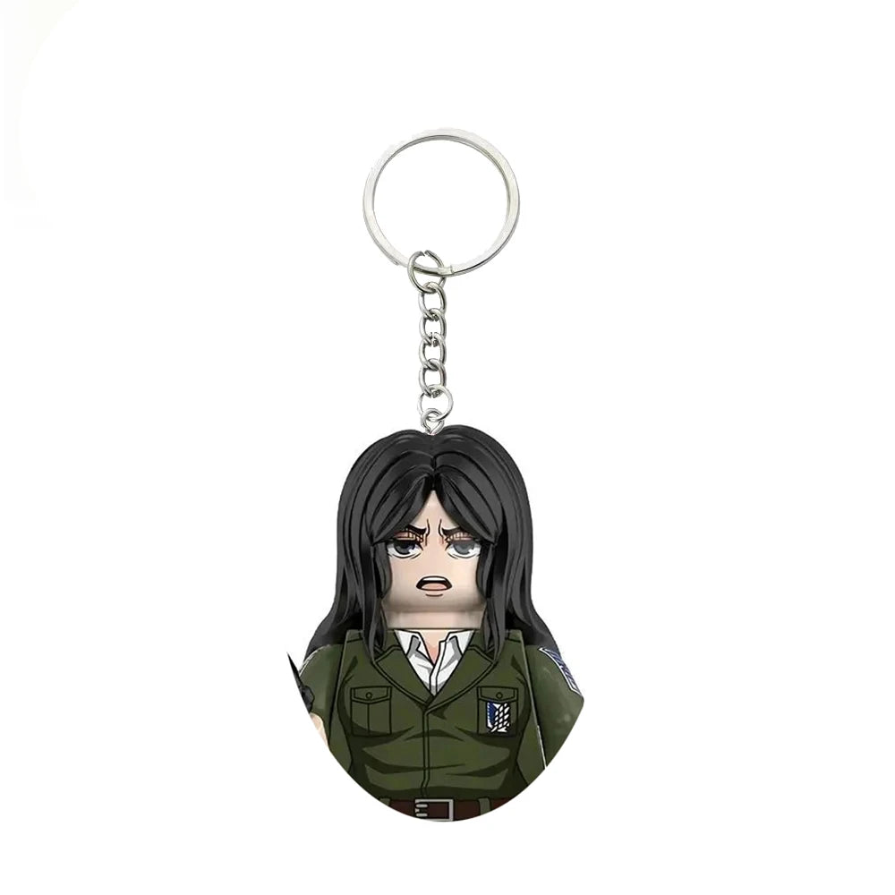 Anime Attack on Titan Building Blocks Keychain Mini Figure Keyring Collectible Toy Pendant for Bag Accessories Fans Gift