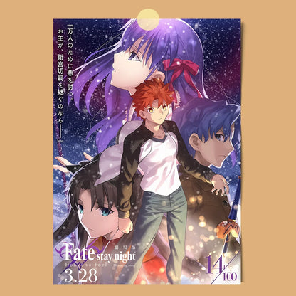 AZNM Fate Stay Night Canvas Wall Art, Unlimited Blade Works Saber Rin Tohsaka Shirou Emiya Anime Poster, Frameless Canvas Print,