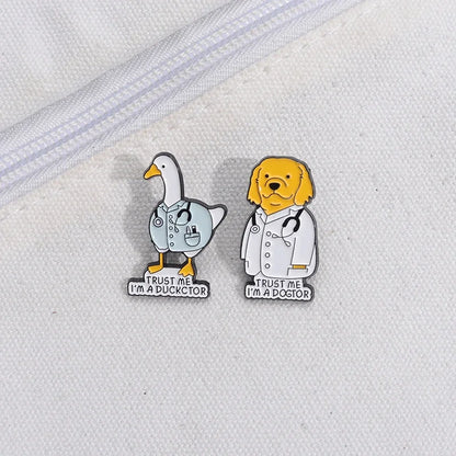 Cartoon Animal Doctor Brooch Enamel Pins Creative TRUST ME I'M A DOGTOR Brooches Clothes Lapel Badge Accessories Jewelry Gift