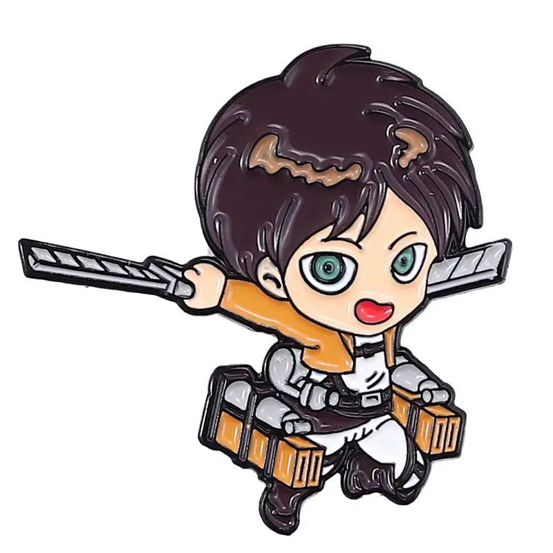 Creative Q Version Attack on Titan Metal Brooch Cute Anime Cartoon Badge Fashion Lapel Pin Accessories Fans Collection Gift