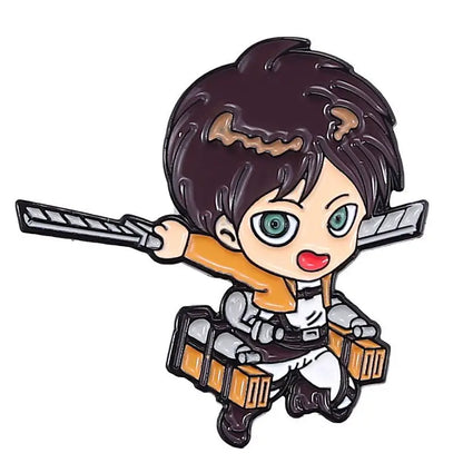 Creative Q Version Attack on Titan Metal Brooch Cute Anime Cartoon Badge Fashion Lapel Pin Accessories Fans Collection Gift