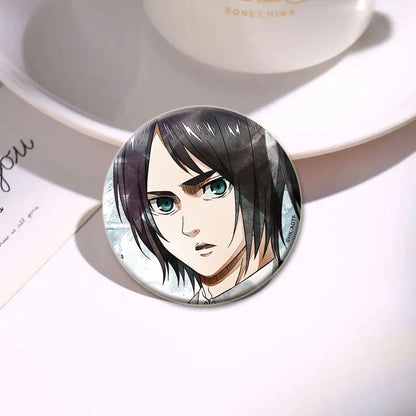 Eren Levi Armin Arlert Erwin Cartoon Badge Attack on Titan Brooches on Backpack Clothes Handmade Round Pins for Gift Accessory