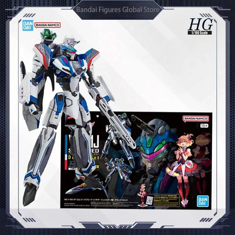 Bandai Original HG Macross Delta 1/100 Assembly Model VF-31J Siegfried Hayate Immelmann DX Set Anime Figure Christmas Gifts Toys
