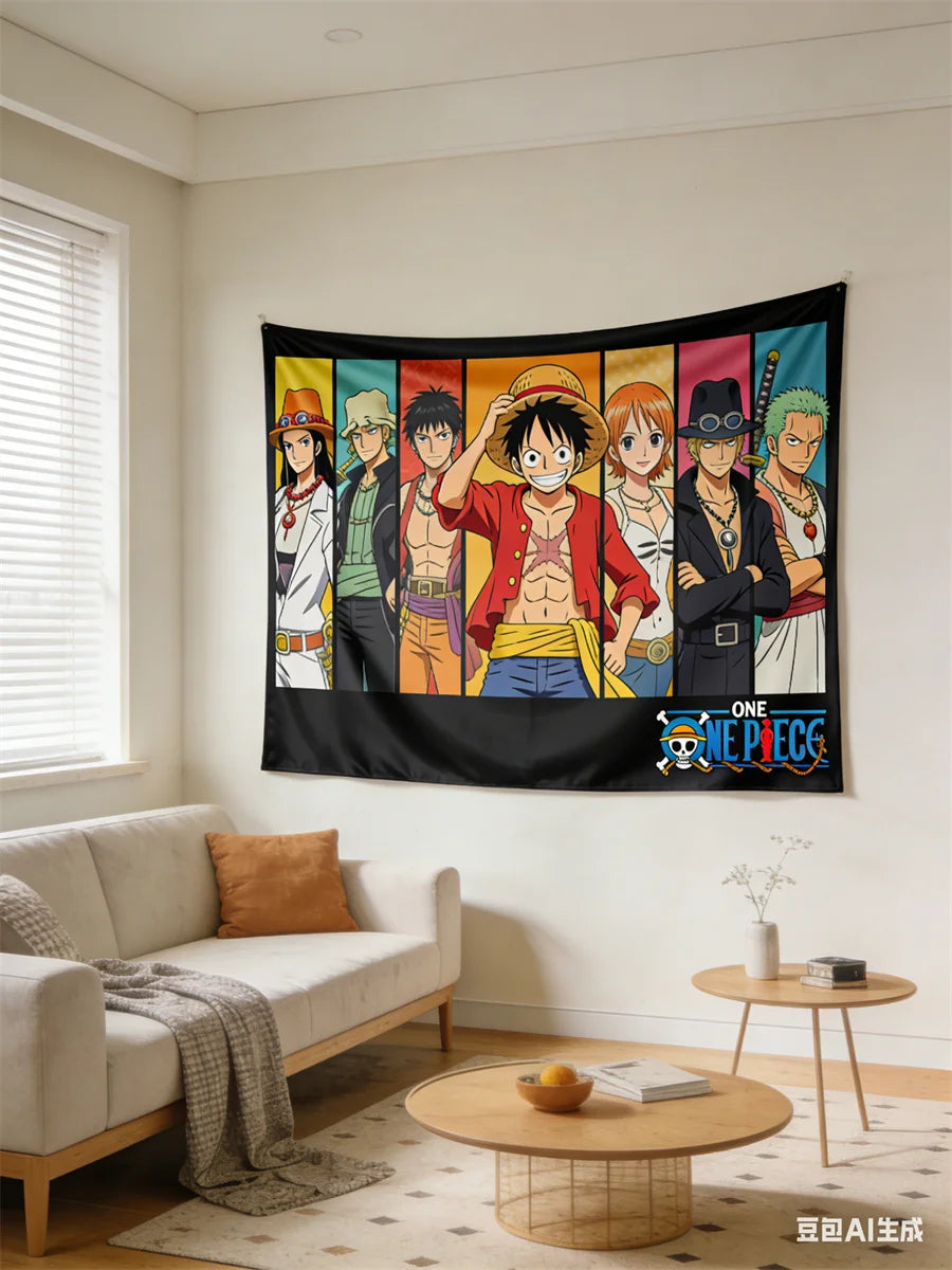 One Piece Luffy 3D Effect Wall Tapestry - Anime Pirate Flag Themed Hanging Cloth for Bedroom, Living Room & Dorm Decor