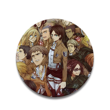 58mm Anime Attack on Titan Eren Jaeger Mikasa Ackerman Erwin Smith Cosplay COSTUME Badge Pin SPTE Tinplate Brooch Prop Xmas Gilf
