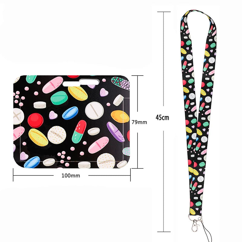 100 Styles Anatomy Credential Holder Keychains Neck Lanyard Pass Card Anime Credit Card Holder Keychain Straps Wholesale