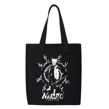 Anime Naruto Canvas Tote Bag Akatsuki Red Cloud Uchiha Itachi Casual Shoulder Handbag Portable Student School Shopping Bags Gift
