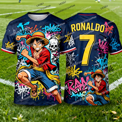 2026 New Arrival One Piece Special Edition Men's Soccer T-shirt Ronaldo # 7 Soccer Shirt T-shirt Kids Luffy 3D Printed T-shirt