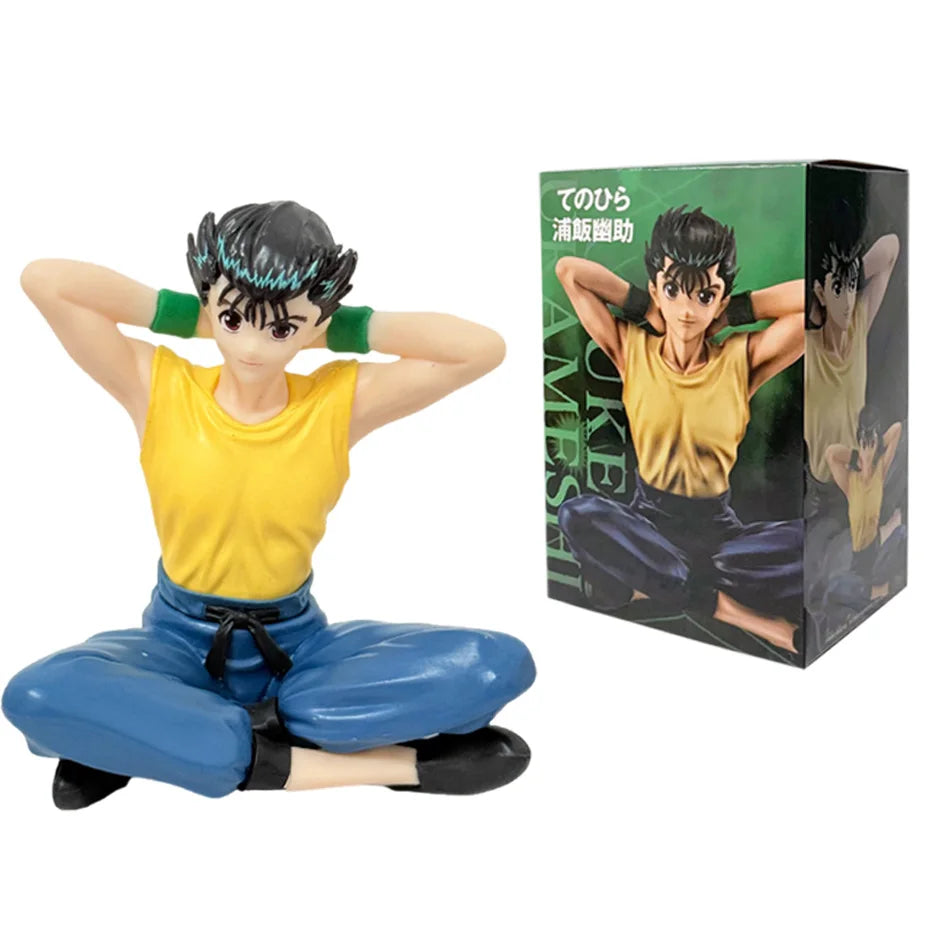 Anime 8cm YuYu Hakusho Urameshi Yuusuke Kurama Sitting posture Figure Toys PVC Model Desktop Ornament Doll Birthday Gifts Hot