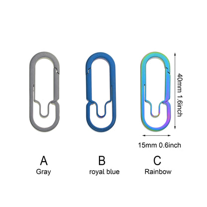 1.6inch 40mm small  Ti keychain color Solid titanium oval snap Lock Carabiner Key ring Safety Hook DIY FOB EDC camping outdoor