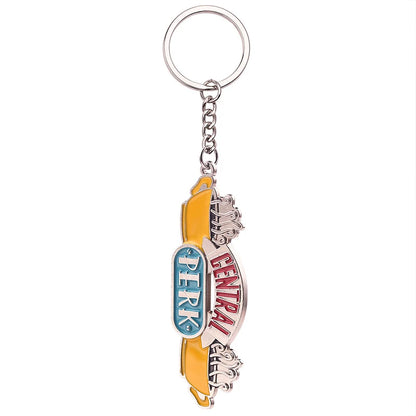 Voikukka Jewelry 2 Colors TV Show Friends Monica's Door Keychain Central Perk Coffee Time KeyChain For Women Men Car Keyring