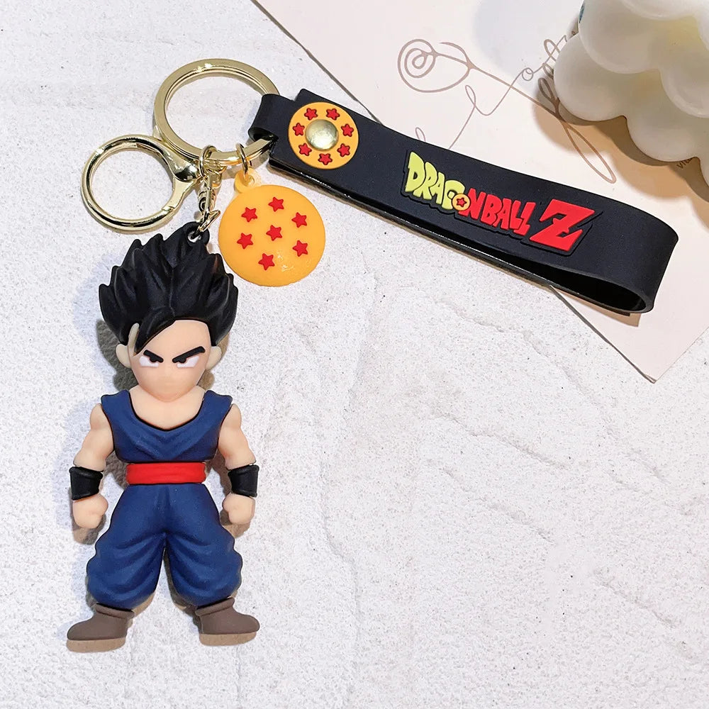 Anime Dragon Ball Keychain Fashion Jewelry Son Goku Vegeta Piccolo Action Figures 8CM PVC Key Ring for Men Women Bag Pendant
